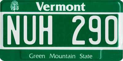 VT license plate NUH290