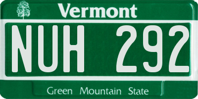 VT license plate NUH292