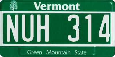VT license plate NUH314