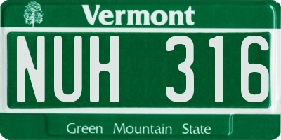 VT license plate NUH316