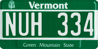 VT license plate NUH334