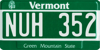 VT license plate NUH352