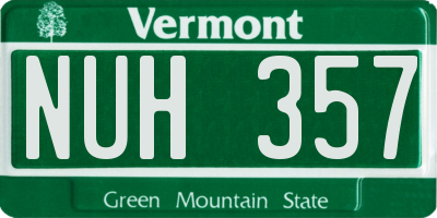 VT license plate NUH357