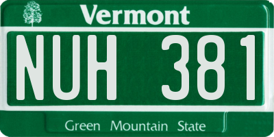 VT license plate NUH381