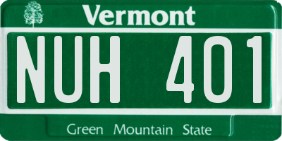 VT license plate NUH401
