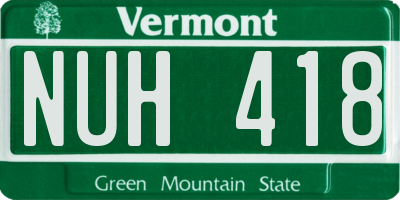 VT license plate NUH418