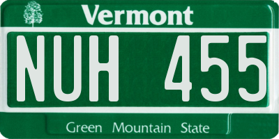 VT license plate NUH455