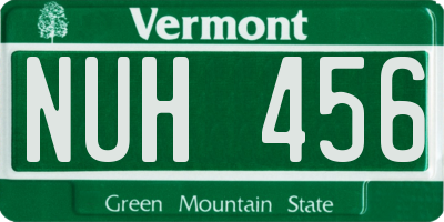 VT license plate NUH456
