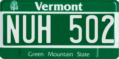 VT license plate NUH502
