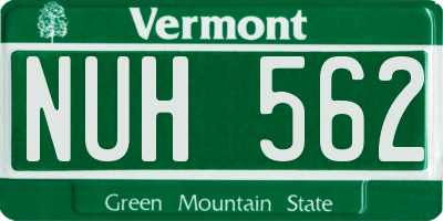 VT license plate NUH562