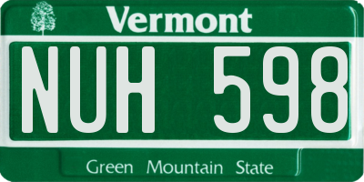 VT license plate NUH598