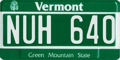 VT license plate NUH640