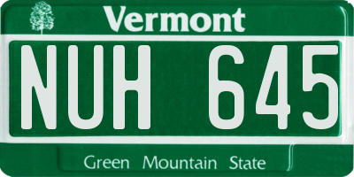VT license plate NUH645