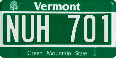 VT license plate NUH701