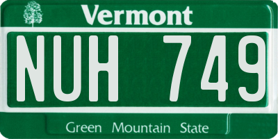 VT license plate NUH749