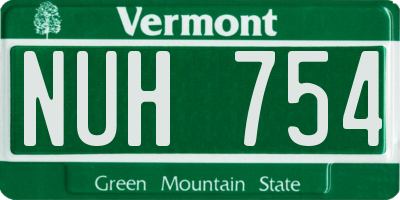 VT license plate NUH754