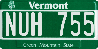 VT license plate NUH755