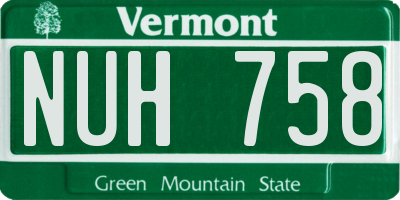 VT license plate NUH758
