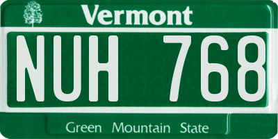 VT license plate NUH768