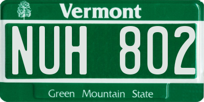 VT license plate NUH802