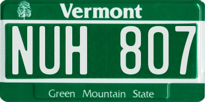 VT license plate NUH807