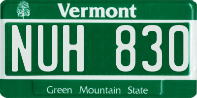 VT license plate NUH830