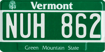 VT license plate NUH862