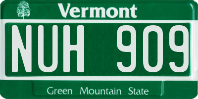 VT license plate NUH909