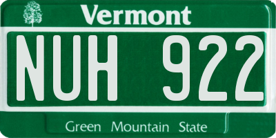 VT license plate NUH922