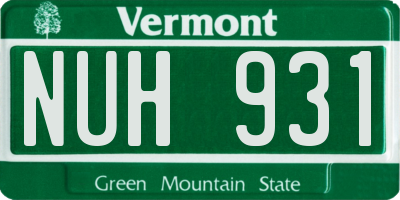 VT license plate NUH931
