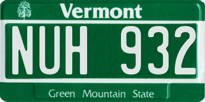 VT license plate NUH932