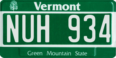 VT license plate NUH934