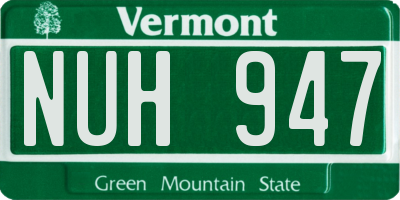 VT license plate NUH947