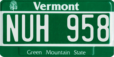 VT license plate NUH958