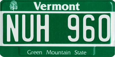 VT license plate NUH960