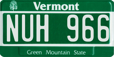 VT license plate NUH966