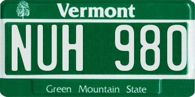 VT license plate NUH980