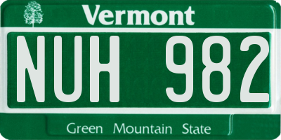 VT license plate NUH982