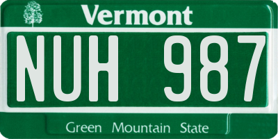 VT license plate NUH987