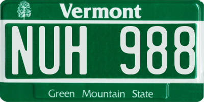 VT license plate NUH988