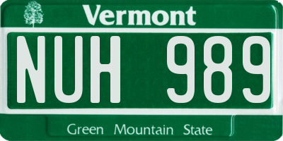 VT license plate NUH989