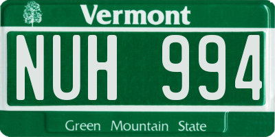 VT license plate NUH994