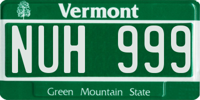 VT license plate NUH999