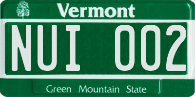 VT license plate NUI002