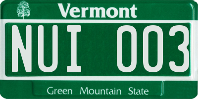 VT license plate NUI003