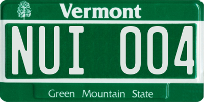 VT license plate NUI004