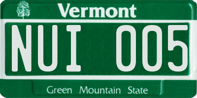 VT license plate NUI005
