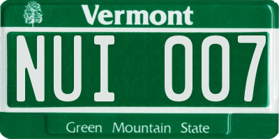 VT license plate NUI007