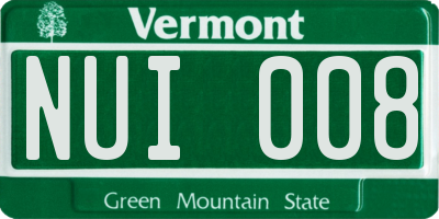 VT license plate NUI008