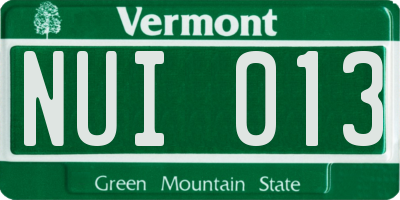 VT license plate NUI013